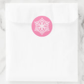 Elegante Snowflake Rosa Weihnachten Runder Aufkleber (Tasche)