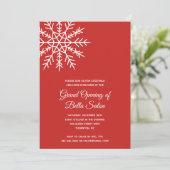 Elegante Snowflake Roter Holiday Grand Opening Einladung (Stehend Vorderseite)