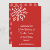 Elegante Snowflake Roter Holiday Grand Opening Einladung (Vorne/Hinten)