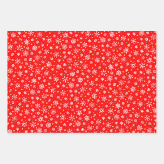 Elegante Snowflake Rotes Grün Weihnachten Moderne Geschenkpapier Set (Vorderseite 2)