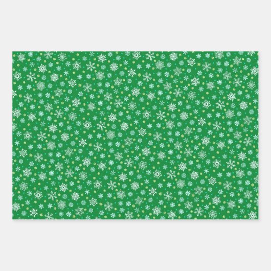 Elegante Snowflake Rotes Grün Weihnachten Moderne Geschenkpapier Set (Vorderseite 3)