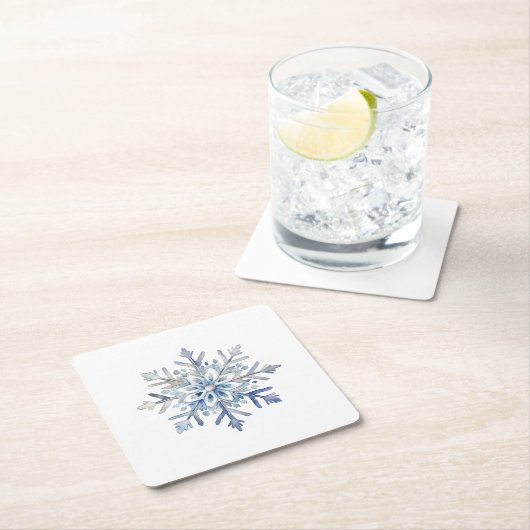 Elegante Snowflake Wasserfarbe Rechteckiger Pappuntersetzer (Vor Ort)