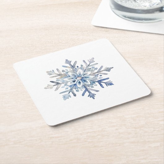 Elegante Snowflake Wasserfarbe Rechteckiger Pappuntersetzer (angewinkelt)