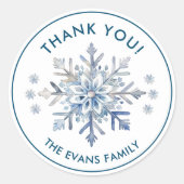 Elegante Snowflake Wasserfarbe Vielen Dank Runder Aufkleber (Vorderseite)