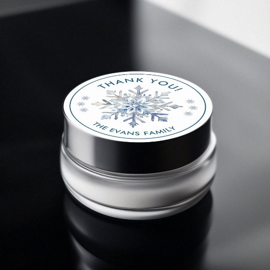 Elegante Snowflake Wasserfarbe Vielen Dank Runder Aufkleber