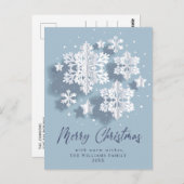 Elegante Snowflake Weihnachten Gruß Holiday Postkarte (Vorne/Hinten)