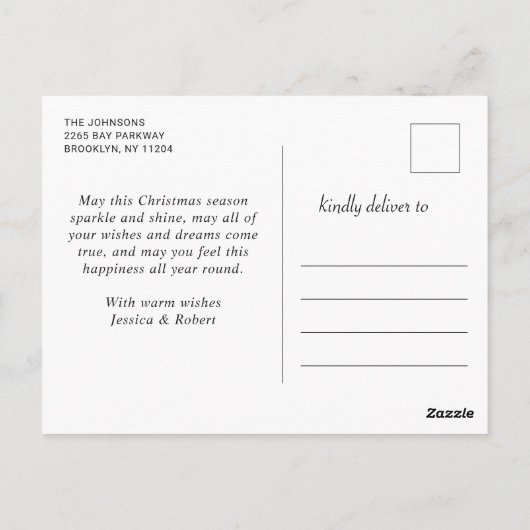 Elegante Snowflake Weihnachten Gruß Holiday Postkarte (Rückseite)