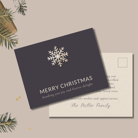 Elegante Snowflake Weihnachten Postkarte