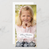 Elegante Snowflake Weihnachts-Fotokarte Feiertagskarte (Vorne/Hinten)