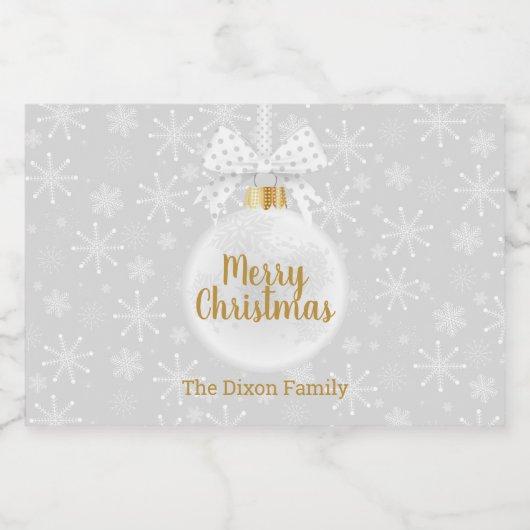 Elegante Snowflake Weißes Ornament Schaumweinetikett (Einzelnes Label)