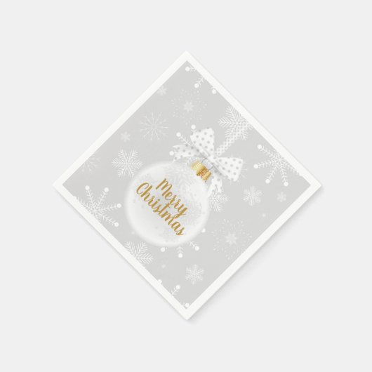 Elegante Snowflake Weißes Ornament Weihnachten Serviette (Ecke)