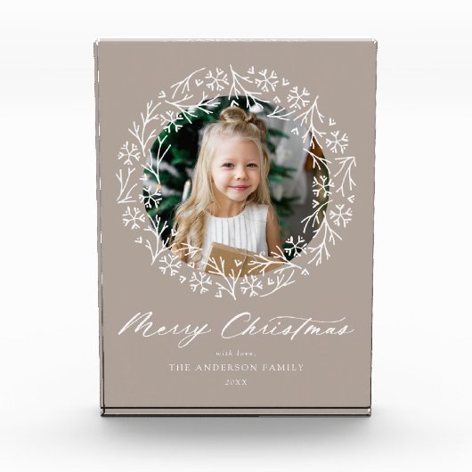 Elegante Snowflake Wreath Mocha Fotoblock (Vorderseite)