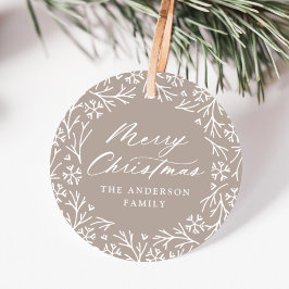 Elegante Snowflake Wreath Mocha Weihnachtsmarken Geschenkanhänger