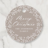 Elegante Snowflake Wreath Mocha Weihnachtsmarken Geschenkanhänger (Vorderseite)