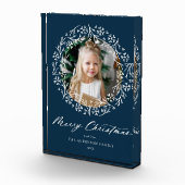 Elegante Snowflake Wreath Navy Weihnachten Fotoblock (Rechts)