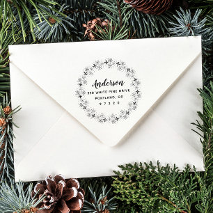 Elegante Snowflake Wreath Rücksendeadresse Permastempel