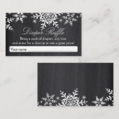 Elegante Snowflakes Baby Shower Diaper Raffle Tick Begleitkarte (Vorne/Hinten)