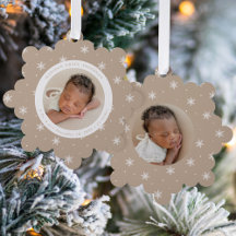 Elegante Snowflakes Beige Baby's First Christmas
