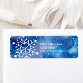 Elegante Snowflakes Blue Lila Watercolor Adresse (Insitu)