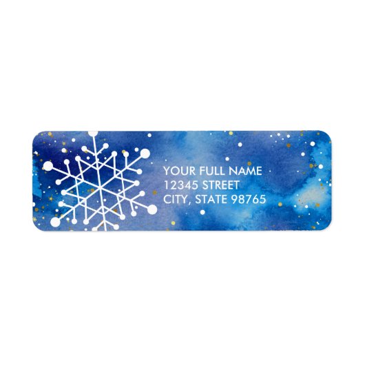 Elegante Snowflakes Blue Lila Watercolor Adresse (Vorne)