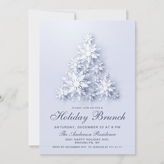 Elegante Snowflakes CHRISTMAS FERIENWOHNUNG BRUNCH Einladung (Vorderseite)