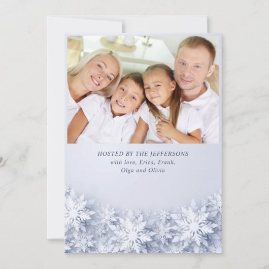 Elegante Snowflakes CHRISTMAS FERIENWOHNUNG BRUNCH Einladung (Rückseite)