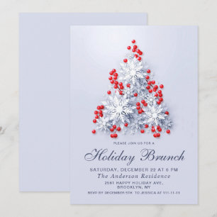 Elegante Snowflakes CHRISTMAS FERIENWOHNUNG BRUNCH Einladung