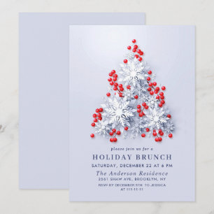 Elegante Snowflakes CHRISTMAS FERIENWOHNUNG BRUNCH Einladung