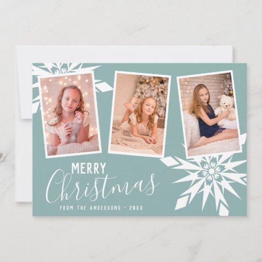 Elegante Snowflakes Frohe Weihnachten Custom Foto (Vorderseite)