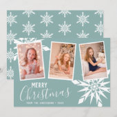 Elegante Snowflakes Frohe Weihnachten Custom Foto (Vorne/Hinten)