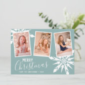 Elegante Snowflakes Frohe Weihnachten Custom Foto (Stehend Vorderseite)