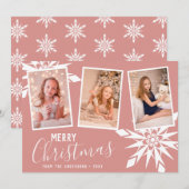 Elegante Snowflakes Frohe Weihnachten Custom Foto (Vorne/Hinten)