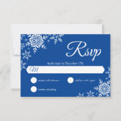 Elegante Snowflakes Kariert Deep Blue Wedding RSVP Karte (Vorderseite)
