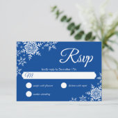 Elegante Snowflakes Kariert Deep Blue Wedding RSVP Karte (Stehend Vorderseite)