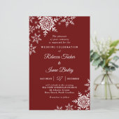 Elegante Snowflakes Kariert Red Wedding Einladung (Stehend Vorderseite)