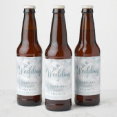 Elegante Snowflakes Script Winter Wedding Bierflaschenetikett (Flaschen)
