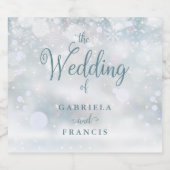 Elegante Snowflakes Script Winter Wedding Schaumweinetikett (Einzelnes Label)