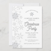 Elegante Snowflakes Silver Company Weihnachts-Part Einladung (Vorderseite)