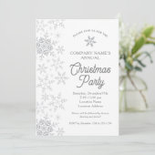 Elegante Snowflakes Silver Company Weihnachts-Part Einladung (Stehend Vorderseite)