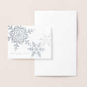 Elegante Snowflakes Simple Modern Danke Silver Folienkarte (Anzeige)