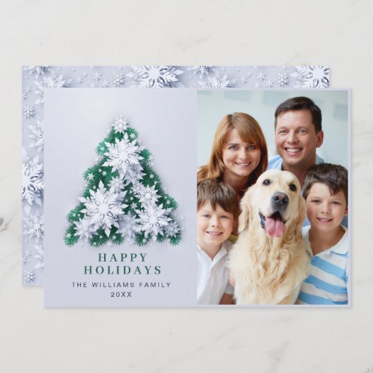 Elegante Snowflakes Weihnachten Gruß FOTO (Vorne/Hinten)