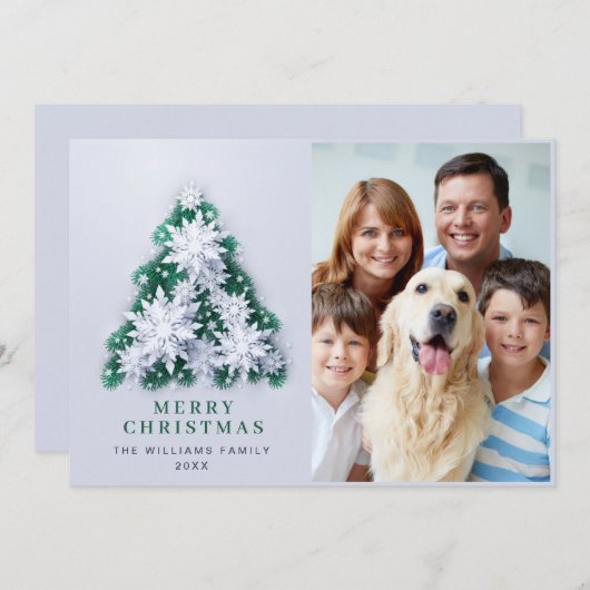 Elegante Snowflakes Weihnachten Gruß FOTO (Vorne/Hinten)