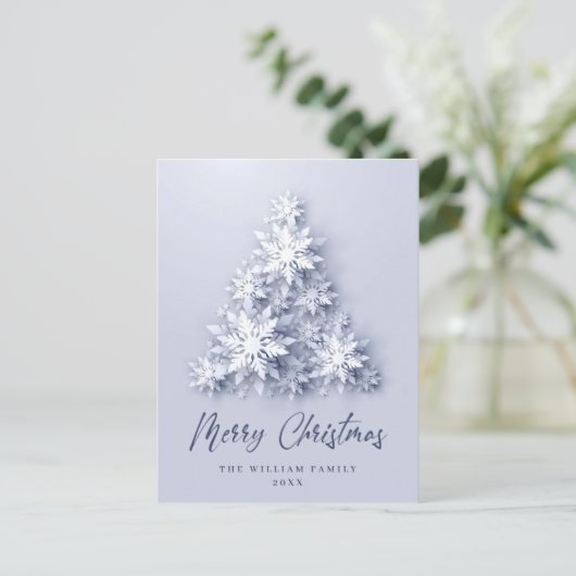 Elegante Snowflakes Weihnachten Gruß Holiday Postkarte (Stehend Vorderseite)