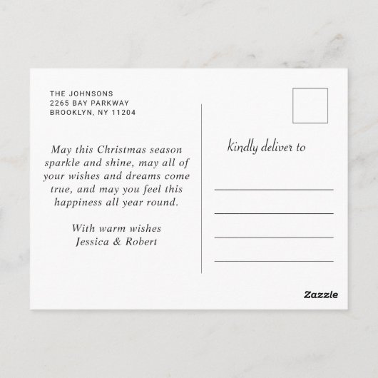 Elegante Snowflakes Weihnachten Gruß Holiday Postkarte (Rückseite)