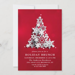 Elegante Snowflakes Weihnachtsfeiertage BRUNCH Einladung