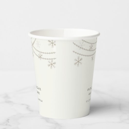 Elegante Snowflakes Winter Baby Dusche Pappbecher (Links)