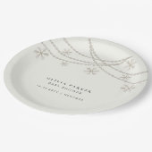 Elegante Snowflakes Winter Baby Dusche Pappteller (Schrägansicht)