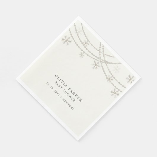 Elegante Snowflakes Winter Baby Dusche Serviette (Ecke)