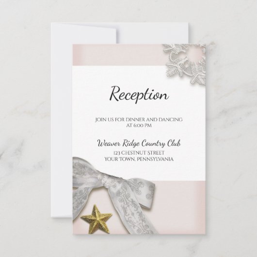 Elegante Snowflakes Winter Wedding Empfang Card Einladung (Vorderseite)