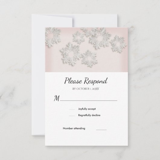 Elegante Snowflakes Winter Wedding UAWG Flat Card RSVP Karte (Vorderseite)